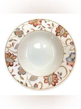 Queens Earthenware Floral Salad Bowls 9” Set of 4 Made in Colombia